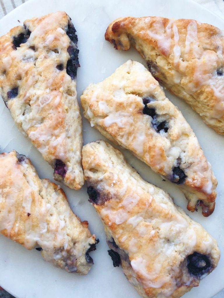 Blueberry Scones with Lemon Glaze