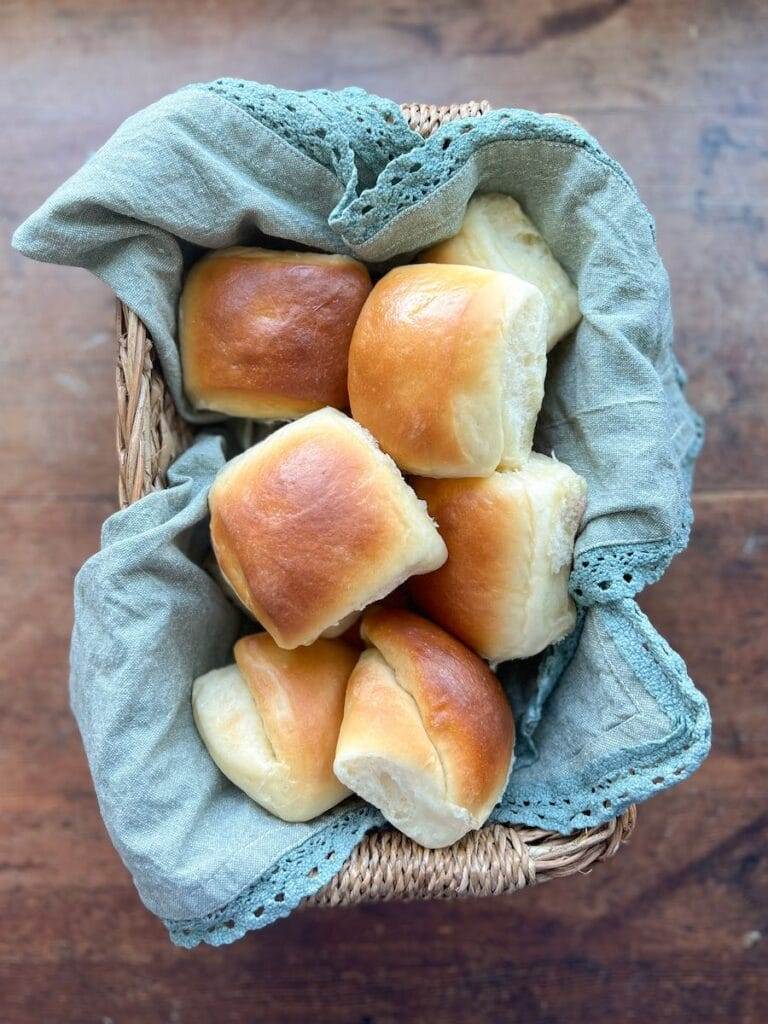 Parker House Rolls in a basket